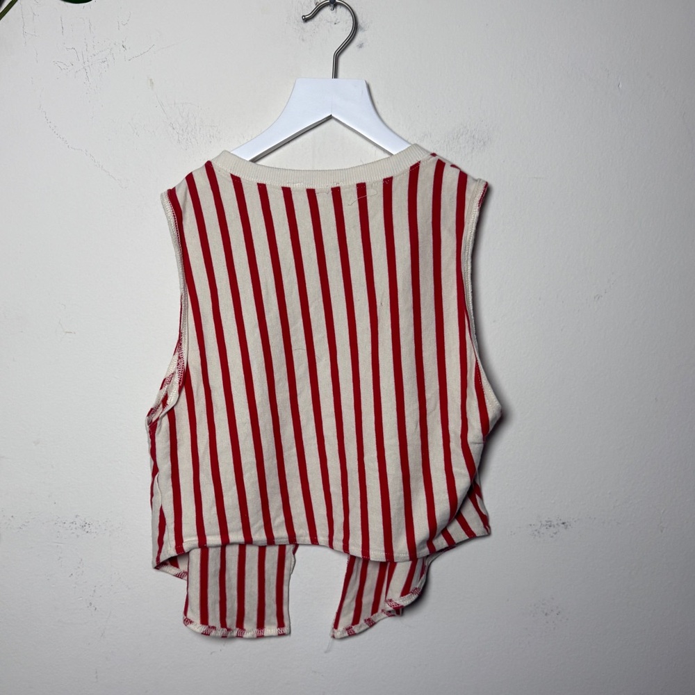 Zara Red and White Striped Women's Top - Picture 7 of 9
